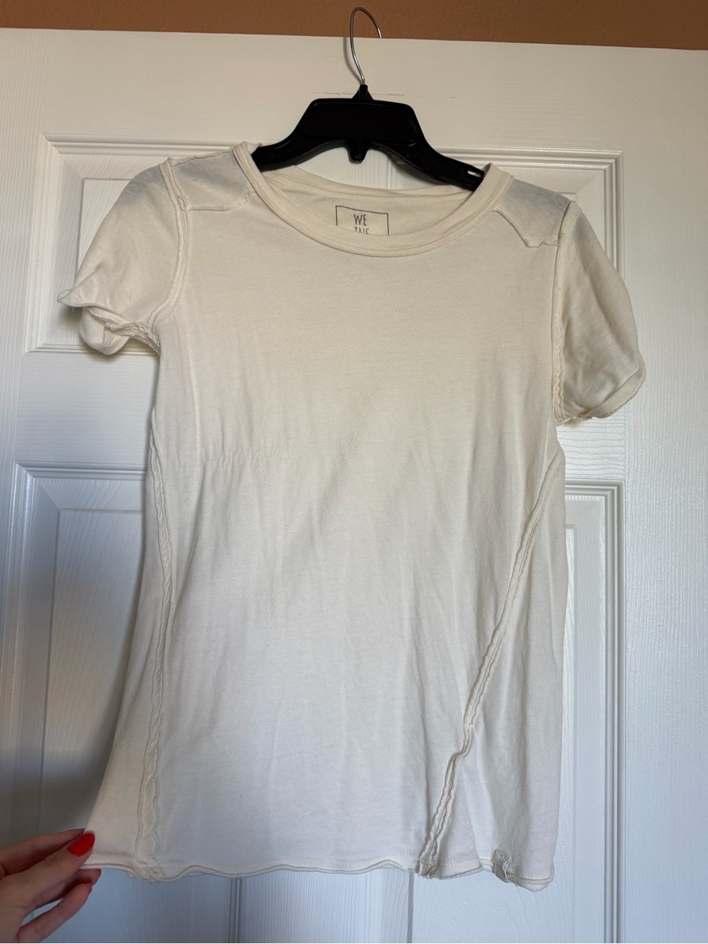 We The Free Cream Short Sleeve Seam-Detail Crewneck